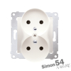 SIMON54 DGZ2MZN.01/41  gniazdo podwójne z uziemieniem oraz przesłonami torów prądowych do ramek NATURE