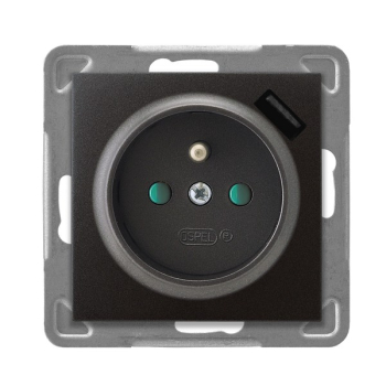 IMPRESJA GP-1YZPUSB/m/50 gniazdo pojedyncze z uziemieniem oraz przesłonami torów prądowych oraz ładowarką USB