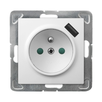 IMPRESJA GP-1YZPUSB/m/00  gniazdo pojedyncze z uziemieniem oraz przesłonami torów prądowych oraz ładowarką USB