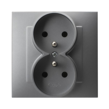 SZAFIR GP-2ZZ/70  gniazdo podwójne z uziemieniem oraz ramką zamontowaną na stałe