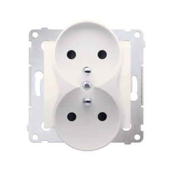 SIMON54 DGZ2MZ.01/41  gniazdo podwójne z uziemieniem oraz przesłonami torów prądowych do ramek plastykowych i metalowych PREMIUM