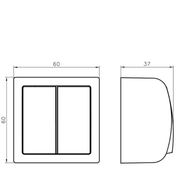 BIS ŁN-2BS/00  włącznik podwójny podświetlany natynkowy, zwykły IP20 czyli nie hermetyczny