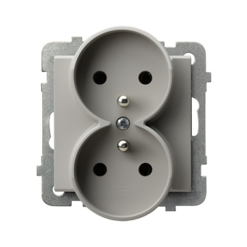 SONATA GP-2RRAZ/m/82  gniazdo podwójne z uziemieniem modułowe do ramek szklanych i aluminiowych w wersji o grubości 4mm