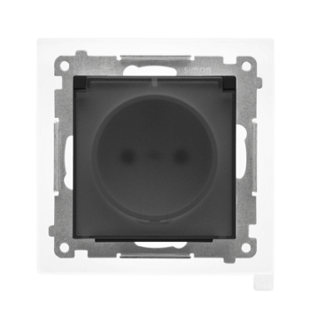 SIMON55 TGZ1BCZ.01/149A  Gniazdo wtyczkowe do wersji IP44 z uszczelką (moduł) 16 A, 250 V~, szybkozłącza. Klapka transparentna; Czarny mat