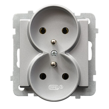 SONATA GP-2RRAZ/m/38  gniazdo podwójne z uziemieniem modułowe do ramek szklanych i aluminiowych w wersji o grubości 4mm