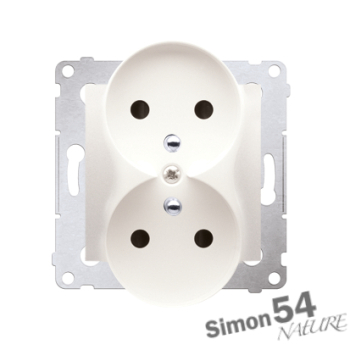 SIMON54 DGZ2MZN.01/41  gniazdo podwójne z uziemieniem oraz przesłonami torów prądowych do ramek NATURE