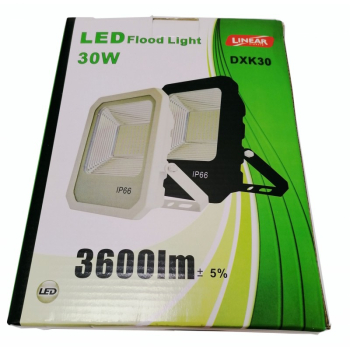 Naświetlacz LED   30W  3600lm  5700K  Bardzo Mocna  Zimna Barwa, Długi przewód, Diody SAMSUNG-a  LINEAR