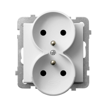 SONATA GP-2RRAZ/m/75  gniazdo podwójne z uziemieniem modułowe do ramek szklanych i aluminiowych w wersji o grubości 4mm