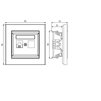 SONATA GPK-1R/K/m/33  gniazdo komputerowe pojedyncze  kategorii 5e  RJ45  KRONE