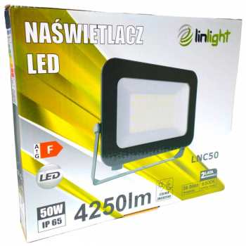 Naświetlacz LED   50W  4250lm  6500K  z czujnikiem zmierzchu  Zimna Barwa  LiniLight