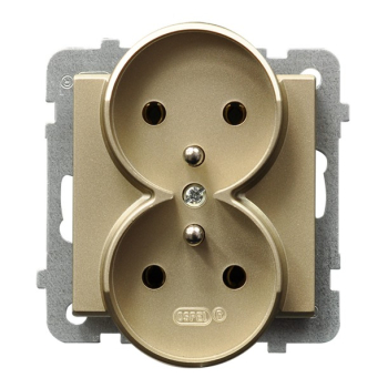 SONATA GP-2RRAZ/m/39  gniazdo podwójne z uziemieniem modułowe do ramek szklanych i aluminiowych w wersji o grubości 4mm