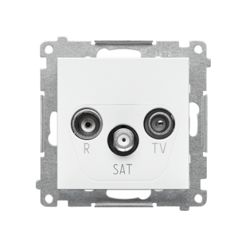 SIMON55 TASP.01/111  Gniazdo antenowe R-TV-SAT przelotowe 7 dB (moduł). 1x Wejście: 5 MHz÷2,4 GHz; Biały mat