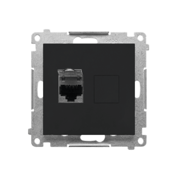 SIMON55 T61.01/149  Gniazdo komputerowe pojedyncze RJ45 kategoria 6, z przesłoną przeciwkurzową (moduł); Czarny mat