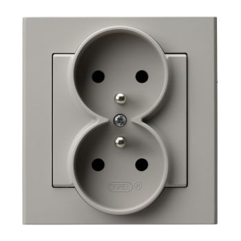 SONATA GP-2RZ/82  gniazdo podwójne z uziemieniem oraz ramką zamontowaną na stałe