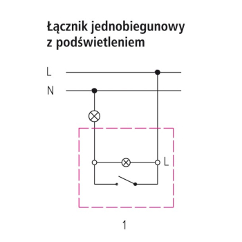 SONATA ŁP-1RS/m/27  łącznik pojedynczy z podświetleniem