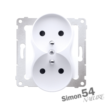 SIMON54 DGZ2MZN.01/11  gniazdo podwójne z uziemieniem oraz przesłonami torów prądowych do ramek NATURE
