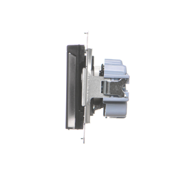 SIMON55 TGZ1BCZ.01/149A  Gniazdo wtyczkowe do wersji IP44 z uszczelką (moduł) 16 A, 250 V~, szybkozłącza. Klapka transparentna; Czarny mat