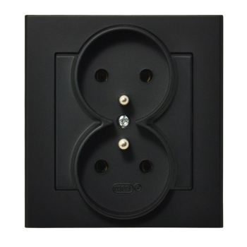 SONATA GP-2RZ/33  gniazdo podwójne z uziemieniem oraz ramką zamontowaną na stałe