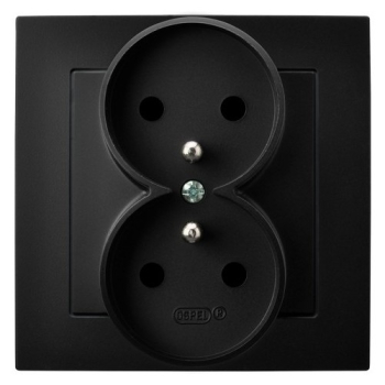 AS GP-2GZ/33  gniazdo podwójne z uziemieniem oraz ramką zamontowaną na stałe