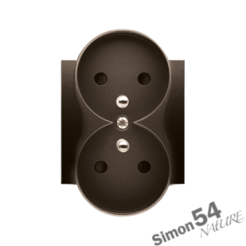 SIMON54 DGZ2MZNP/46 pokrywka gniazda podwójnego z przesłonami do ramek NATURE Brązowy Mat Metalizowany